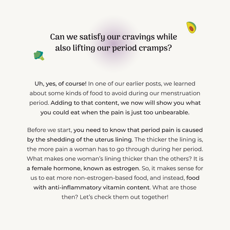 are you curious about the food that can help minimize period cramps? follow to know more